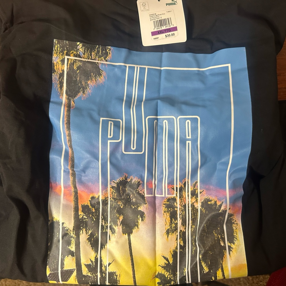 Puma Black Tee with Blue Graphic Panel